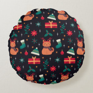Whisker Wonderland Round Pillow