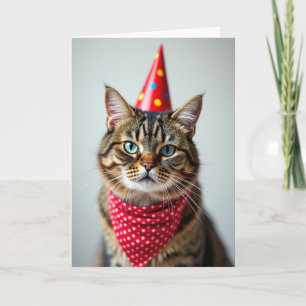 Whiskered Cat Birthday Card
