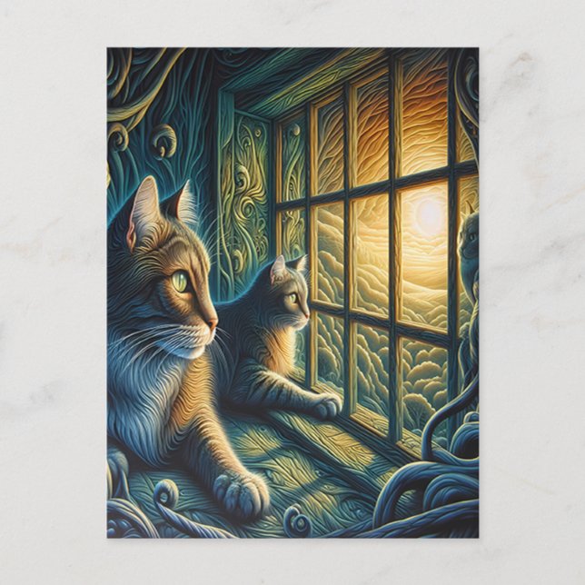 Whiskered Watchers Postcard (Front)