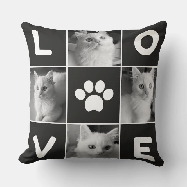 Whiskered Whimsy: Embrace the Love - Cat Lover's  Throw Pillow (Front)
