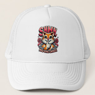 Whiskered Whispers An Artistic Shhh No One Cares Trucker Hat
