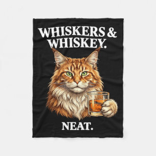 Whiskers and Neat Funny Cat Lover Drinker Fleece Blanket