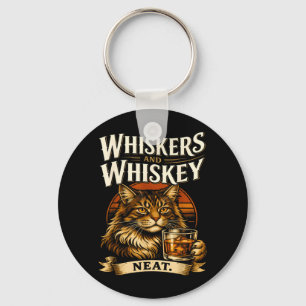 Whiskers and Neat Funny Cat Lover Drinker Keychain