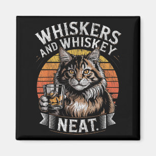 Whiskers and Neat Funny Cat Lover Drinker Magnet