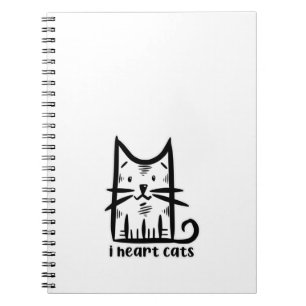 Whiskers Cat, I heart cats Notebook