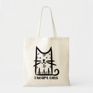 Whiskers Cat, I heart cats Tote Bag