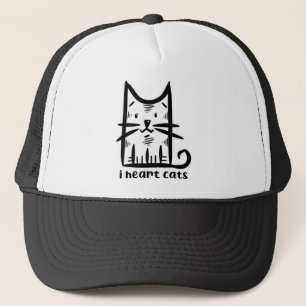 Whiskers Cat, I heart cats Trucker Hat