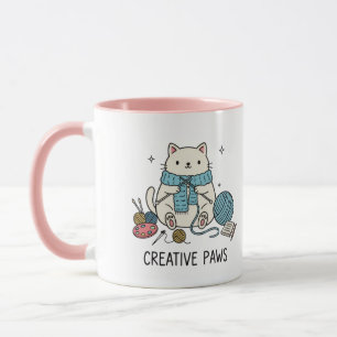 Whiskers Cat Playful Minimalist Sketch Art Mug