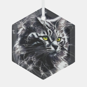 Whiskers in Silver: Cat-Inspired Glass Ornament