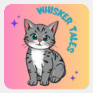 Whiskers & Tales | Cute Storybook Cat Sticker
