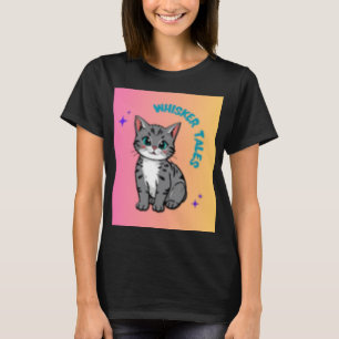 Whiskers & Tales   Whimsical Cat Storybook T-Shirt