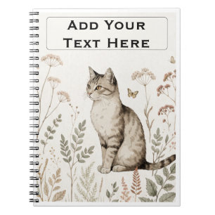 Whiskers & Wildflowers Botanical Cat Notebook