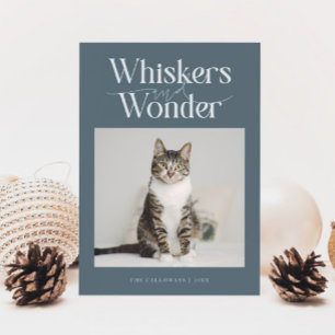 Whiskers & Wonder Cat Photo Slate Christmas Holiday Card