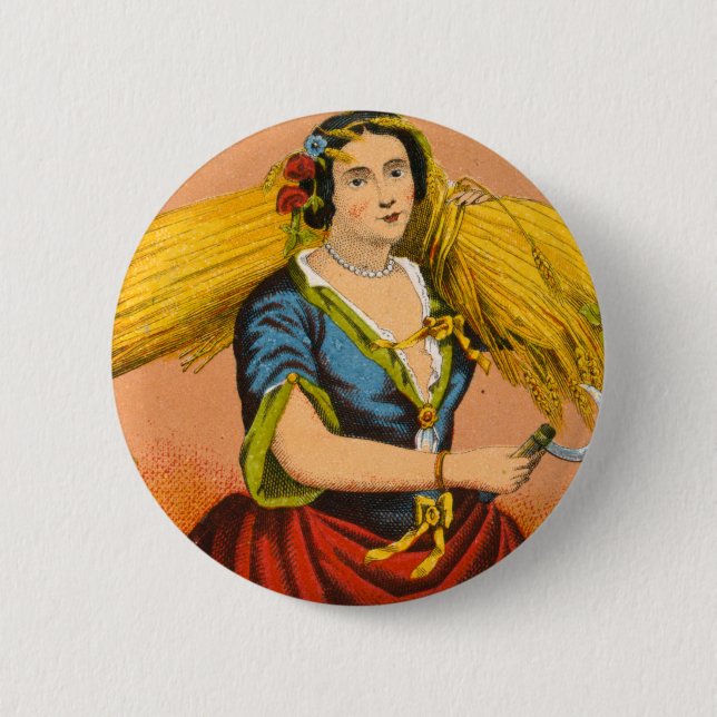 Whiskey Advertising Label, Circa 1860. 2 Inch Round Button (Front)