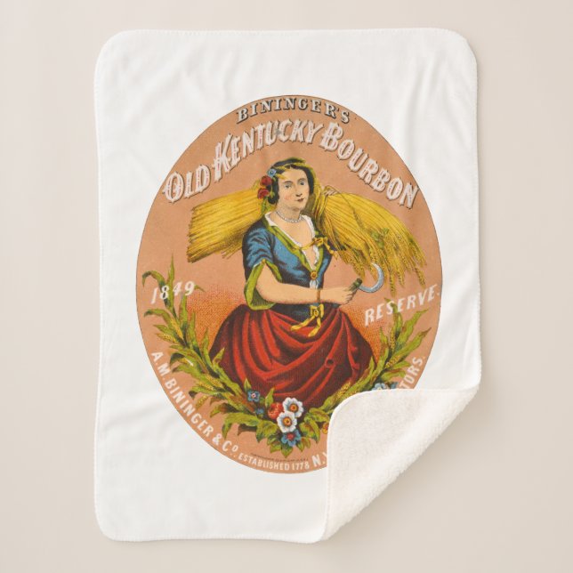 Whiskey Advertising Label, Circa 1860. Sherpa Blanket (Front)