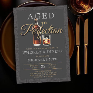 Whiskey Aged to Perfection Elegant 50th Birthday Invitation