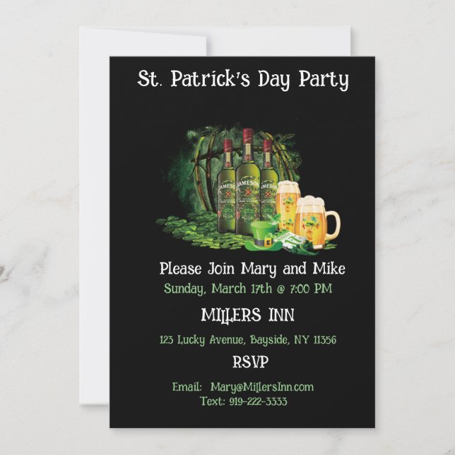 Whiskey And Beer St. Patrick's Day Party Invitation (Front)