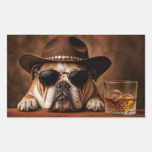 Whiskey and Bull Dog Super Cute Sunglasses Sticker