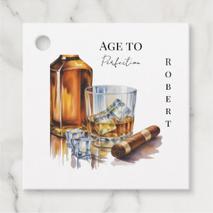 Whiskey and Cigar Men’s Birthday Party Favour Tags