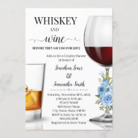 Whiskey and wine before I do wedding shower blue