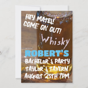 WHISKEY BACHELOR PARTY CUSTOM INVITATIONS