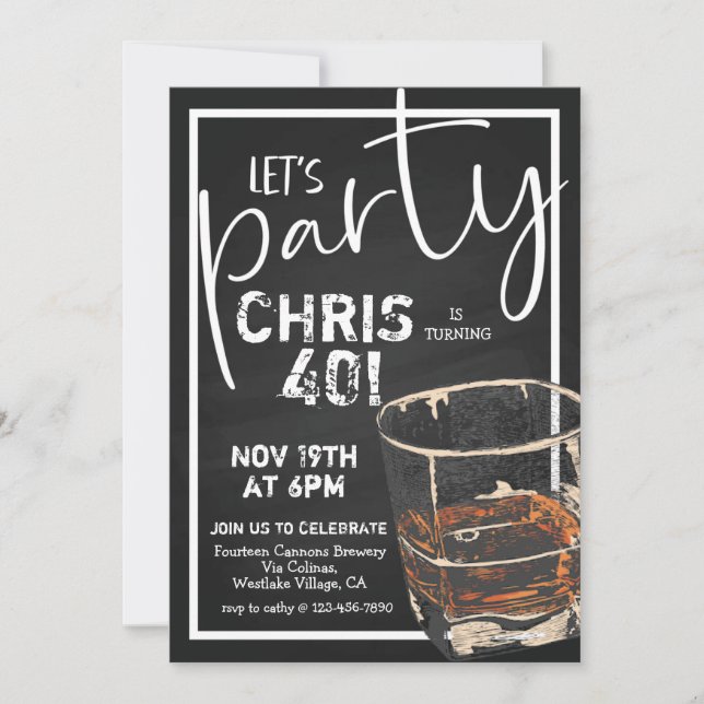 Whiskey Birthday, Adult Birthday  Invitation (Front)