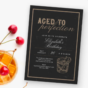 Whiskey Black Aged to Perfection Birthday Party Invitation