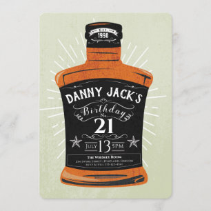 Whiskey Bottle 21st Birthday Party Invite