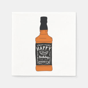 Whiskey Bottle 21st Birthday Whiskey Lovers Napkin