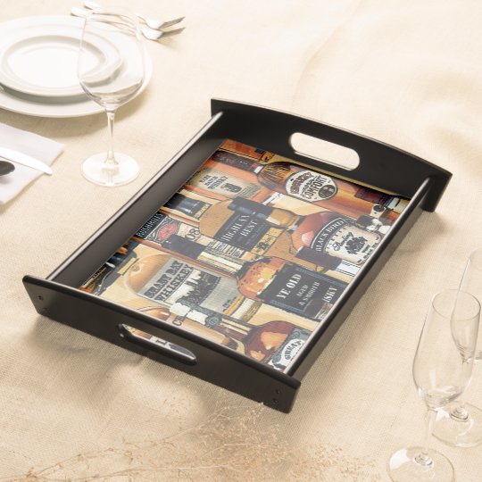 Whiskey Bottles Pattern Serving Tray
