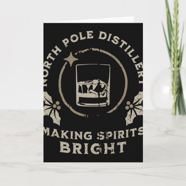 Whiskey Bourbon Making Spirits Bright Funny Christ Card (Front)