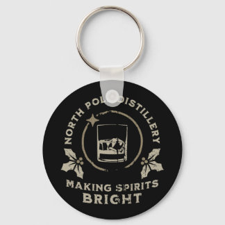 Whiskey Bourbon Making Spirits Bright Funny Christ Keychain