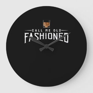 Whiskey Calls Me Old Fashioned Large Clock