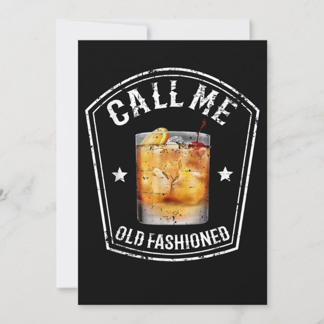 Whiskey Calls Me Old Fashioned Thank You Card (Front)