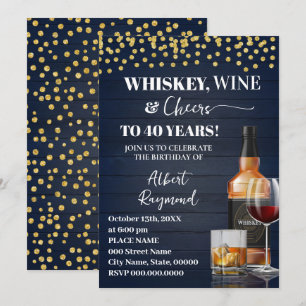 Whiskey & Cheers Adult Birthday Party Invitation