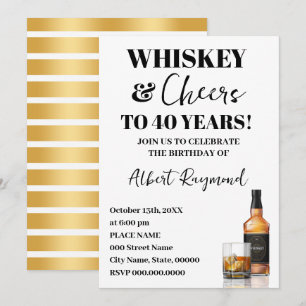 Whiskey & Cheers Adult Birthday Party Invitation