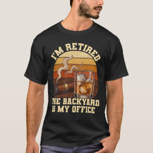 Whiskey Cigar Retirement Humour Vintage Backyard T-Shirt