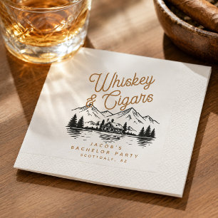 Whiskey & Cigars Bachelor Party Cabin Lake House Napkin