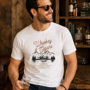 Whiskey & Cigars Bachelor Party Cabin Lake House T-Shirt