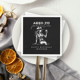 Whiskey Cowgirl Aged to Perfection Birthday Party Napkin