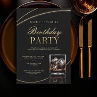Whiskey Dinner Cocktails Calligraphy 50th Birthday