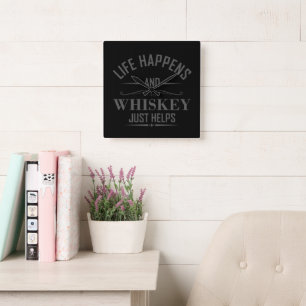 Whiskey helps funny drinking alcohol sayings square wall clock