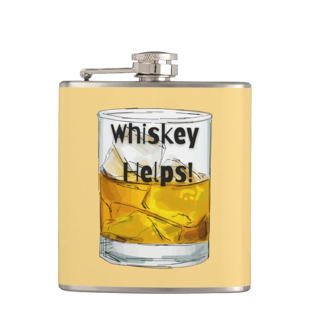 Whiskey Helps! Hip Flask (Front)
