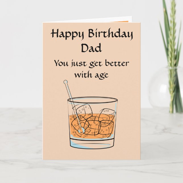 Whiskey & Ice Dad Birthday Greeting Card (Front)