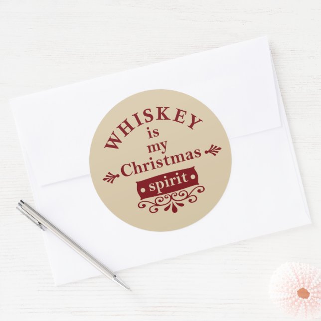 Whiskey is my christmas spirit classic round sticker (Envelope)