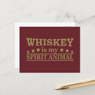 Whiskey is my spirit animal funny alcohol sayings holiday postcard