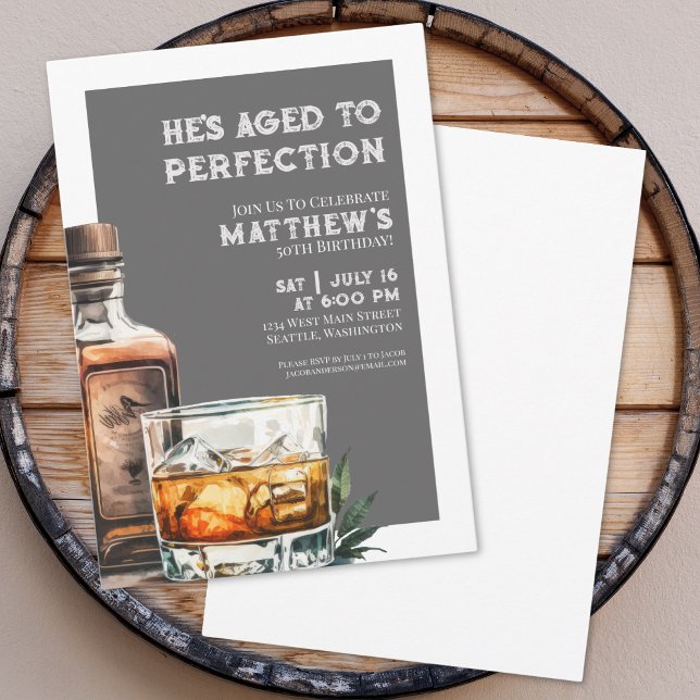 Whiskey Men's Birthday Party Invitation (Whiskey Men's Birthday Party Invitation)