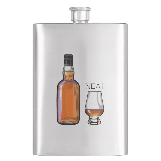 Whiskey Neat Funny Alcohol Drinking Hip Flask (Front)