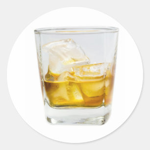 Whiskey on the rocks classic round sticker