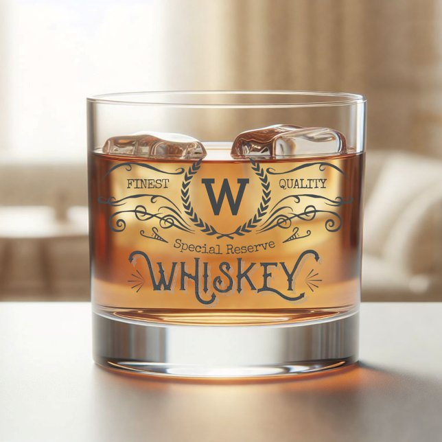Whiskey Personalized Monogram Vintage Look Glass (Creator Uploaded)